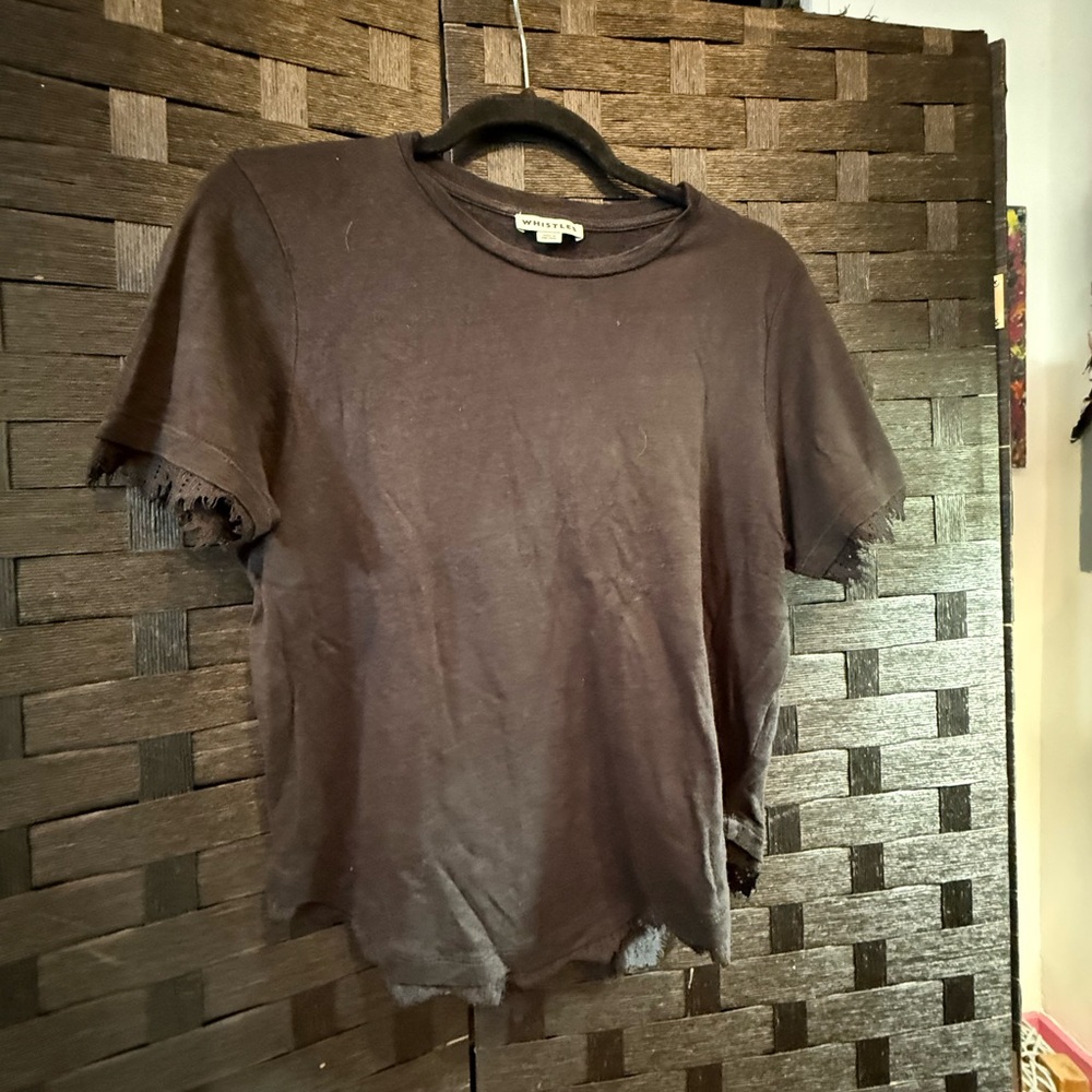 Whistles Black T Shirt With Lace Trim